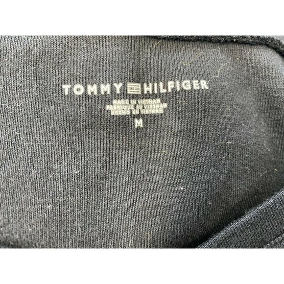 Tommy Hilfiger Women's V Neck T Shirt Size Medium Blue Short Sleeve Box Logo - Picture 2 of 2